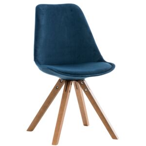 DMQ Modrá sametová jídelní židle Taylor s ořechovou podnoží