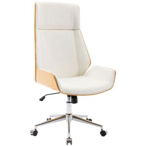 DMQ Bílá koženková dubová kancelářská židle Berger