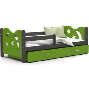 Moderní dětská postel MIKOLAJ Color 160x80 cm ŠEDÁ-ZELENÁ Výprodej
