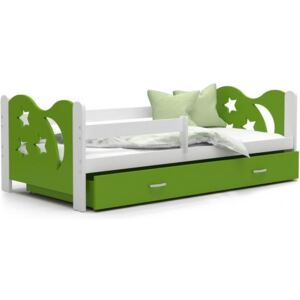 Moderní dětská postel MIKOLAJ Color 160x80 cm BÍLÁ-ZELENÁ Výprodej
