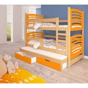 Patrová postel Oli B + 3x matrace - oranžová