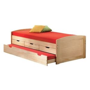 Zvýšená postel s úložným prostorem a přistýlkou IA8806 90x200, masiv borovice