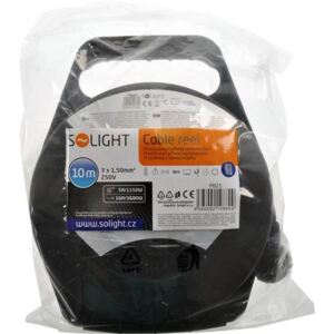 Solight prodlužovací přívod na bubnu, 4 zásuvky, 10m, černý kabel, 3x 1,5mm2 Solight PB21