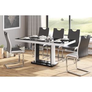 AURIS černobílý - Luxusní jídelní stůl v délce 120-168cm