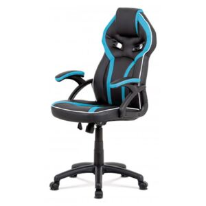 Kancelářská židle KA-N662 BLUE černá ekokůže+modrá látka