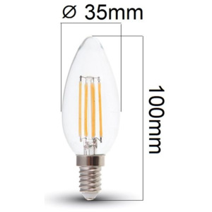 Stmívatelná retro LED žárovka E14 4W 320lm teplá, filament, ekvivalent 30W