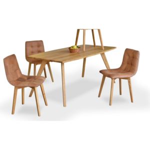 Dubový stůl a židle z pravé kůže