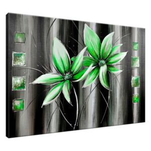 Ručně malovaný obraz Krásné zelené květiny 100x70cm RM2357A_1Z