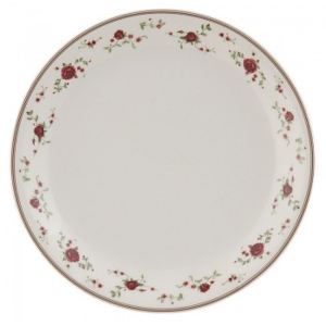 Dezertní talíř 20 cm, bílý, kvítky