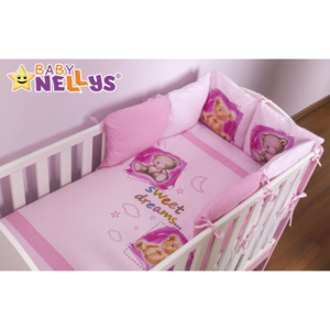 Baby Nellys Povlečení s polštářkovým mantinelem Sweet Dreams by TEDDY - růžový