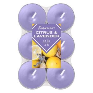 Emocio čajové vonné svíčky ~4 hod. 12 ks Citrus & Lavender