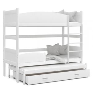 Patrová postel TWIST pro 3 osoby s úložným prostorem (Bílá), Bílá