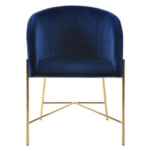 Tmavě modrá židle s nohami ve zlaté barvě Interstil Nelson