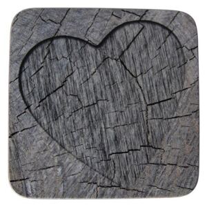 6ks šedé korkové prostírání srdce ve stromu Hearts grey - 10*10*0,4cm