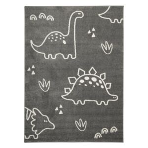 Dětský kusový koberec Emily Kids 5859A Dinosauři Šedý Rozměr: 80x150 cm