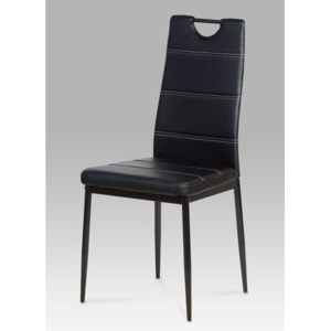 Autronic Jídelní židle koženka černá / černý lak AC-1220 BK