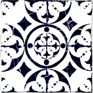 Cevica Manises Arabic Azul F/Blanco 13x13 obklady bílá s dekorem