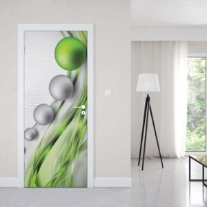 GLIX Fototapeta na dveře - Modern Abstract 3D Design Silver And Green | 91x211 cm