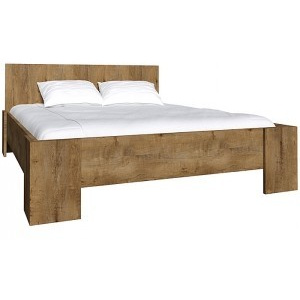 Manželská postel MONTANA + rošt + matrace 180 x 200 cm - dub Lefkas tmavý