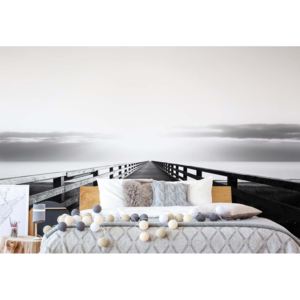 Fototapeta - Ocean Pier Black And White Vliesová tapeta - 206x275 cm