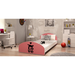 Moderní dětská postel JESUS, 200x90, růžový/ VZOR 10
