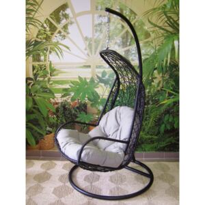 Závěsné relaxační křeslo LAZY černé - šedý sedák