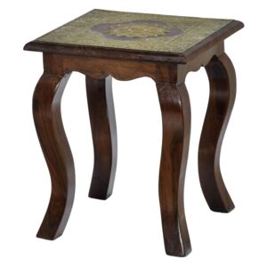 Stolička z palisandrového dřeva, mosazné kování, 33x33x40cm