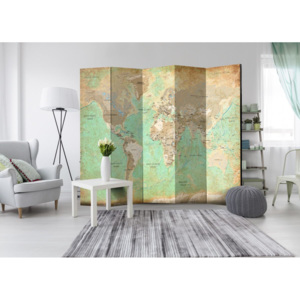Paraván tyrkysová mapa světa(225x172 cm)