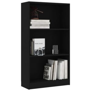 3-patrová knihovna Bieber - černá | 60x24x108 cm