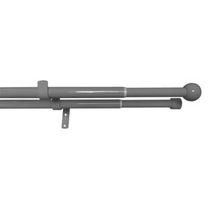 Gardinia Souprava záclonová dvojitá roztažitelná KOULE 16/19 mm, 120 - 230 cm, černý nikl, bez kroužků, 120 - 230 cm