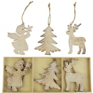 Dřevěné vánoční dekorace, 6ks 0CC0000101