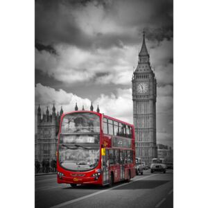 Umělecká fotografie LONDON Houses Of Parliament Red Bus, Melanie Viola