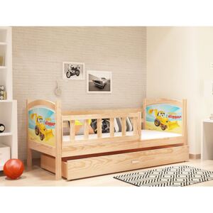 Dětská postel TAMI P s pohádkovými vzory, 80x190, oboustranný tisk, borovice/VZOR 24
