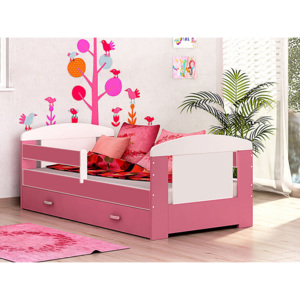 Dětská postel JAKUB Color, 80x180, včetně ÚP, bílý/růžový