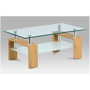 Konferenční stolek VALLO – sklo, divoký dub, 110×60×45