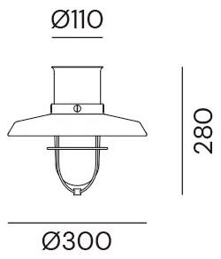 Il Fanale 225.04.ORT Patio, industriální stropní svítidlo z mědi a mosazi, 1x57W E27, výška 28cm, IP44