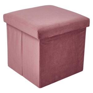 Butlers BOXSPRING Skládací sametová stolička s úložným prostorem - sv. růžová