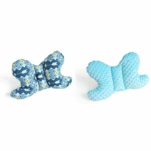 Baby Nellys Oboustanný polštářek Motýlek - ornamenty, minky modrá