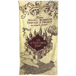 Osuška - ručník Harry Potter: Marauder's Map (75 x 150 cm) béžový