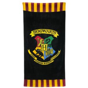 Osuška - ručník Harry Potter: Hogwarts - Bradavice (75 x 150 cm) černý