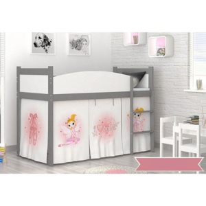 Dětská stanová postel SWING + matrace + rošt ZDARMA, 184x80, šedá/vzor BALET/zelená