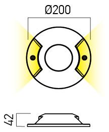 Arelux PK02WW Xpuck, šedé zemní svítidlo s dvojsměrným svícením, 2x6W LED 3000K, prům. 20cm, IP67