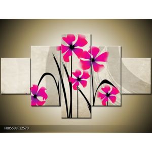 Abstraktní obraz - růžové květiny (F005503F12570)