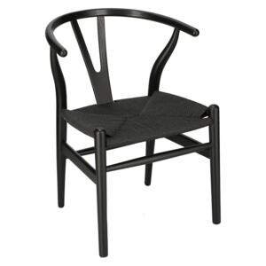 Židle Wicker color černá/černá inspirovaná Wishbone