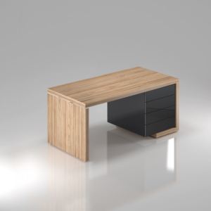 Stůl Lineart pravý 160 x 85 cm + kontejner jilm světlý / antracit