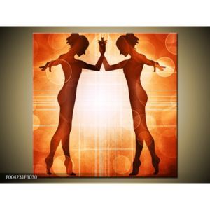 Moderní oranžový obraz tancujících žen (F004231F3030)