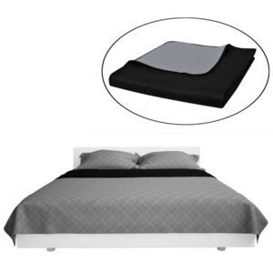 Oboustranný přehoz na postel - černo-šedý | 220x240 cm