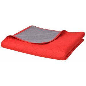 Oboustranný prošívaný přehoz na postel - červeno-šedý | 230x260 cm