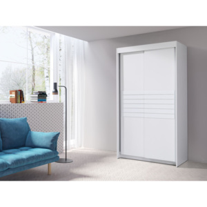 Šatní skříň 120 cm s posuvnými dveřmi v bílé barvě F2014