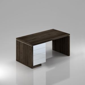 Stůl Lineart levý 180 x 85 cm + kontejner jilm tmavý / bílá